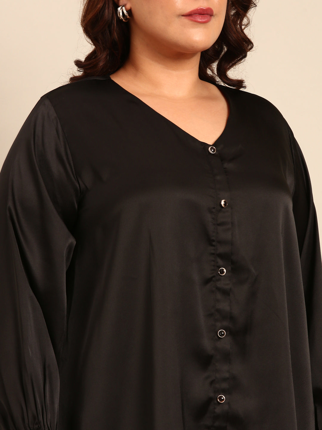 Black Satin Formal Top