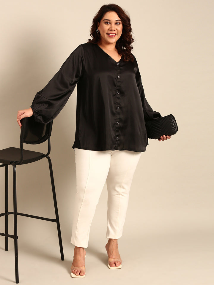 Black Satin Formal Top