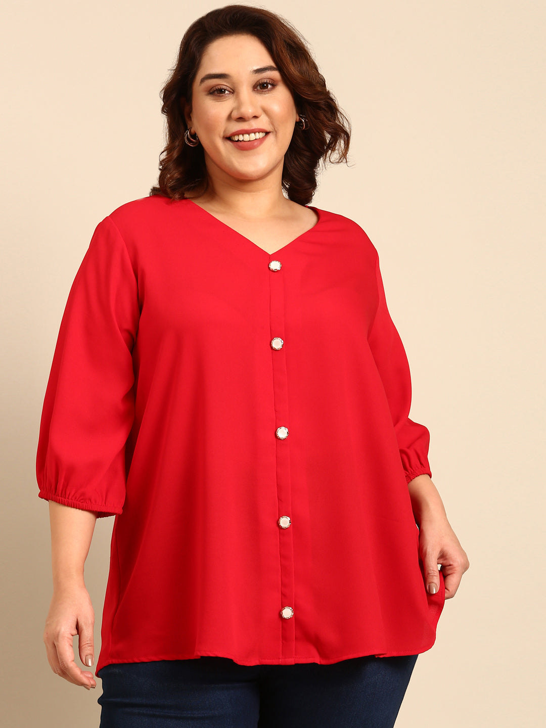 Plus Size Red Tops - Stylish Red Tops for Curvy Women Online – The Pink ...
