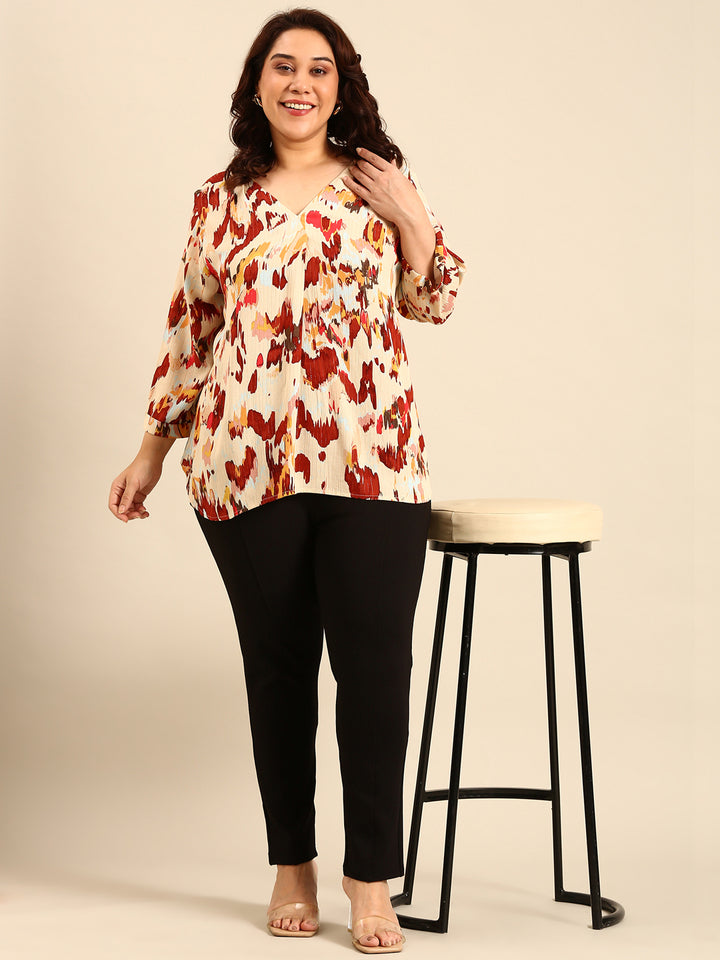 Abstract Print Lurex Top