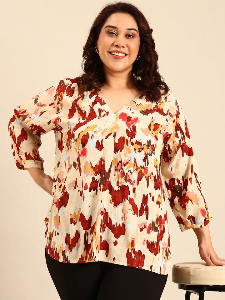 Abstract Print Lurex Top