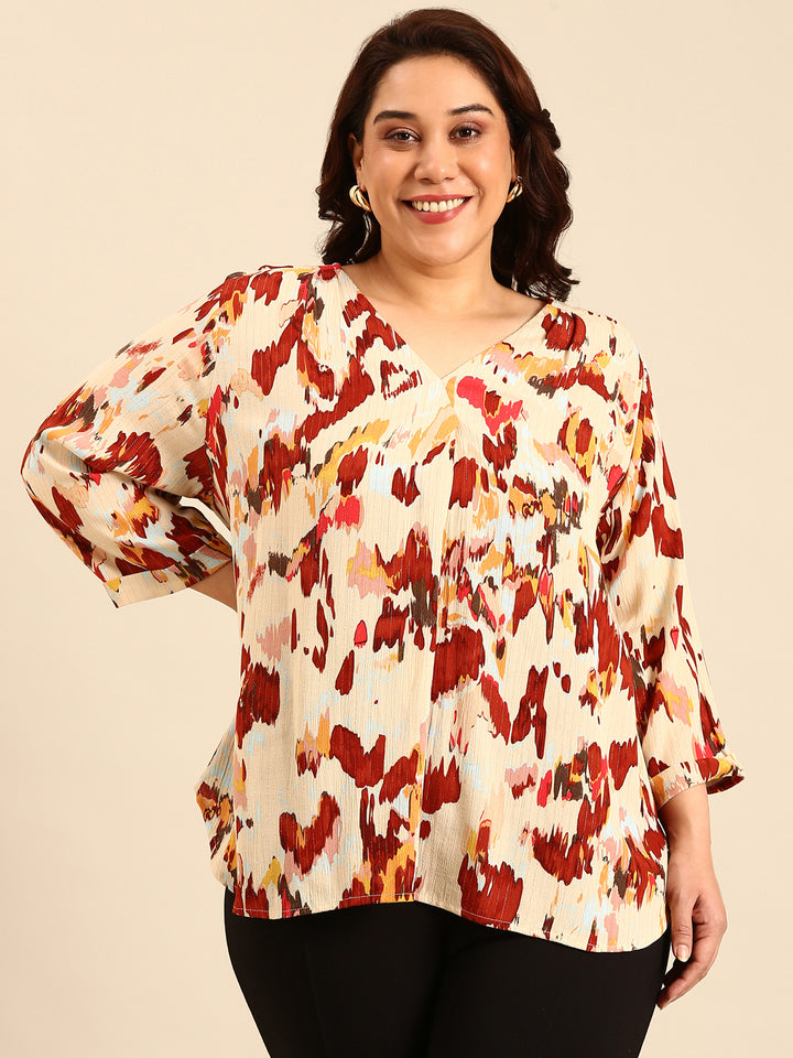 Abstract Print Lurex Top