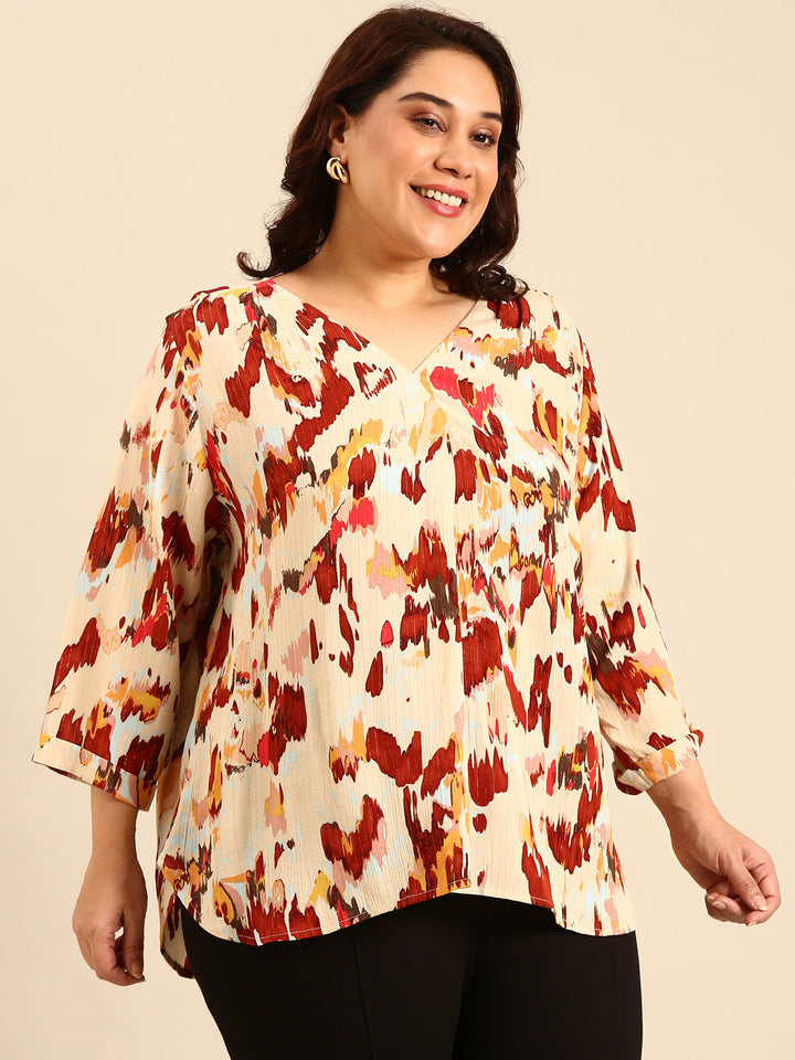 Abstract Print Lurex Top