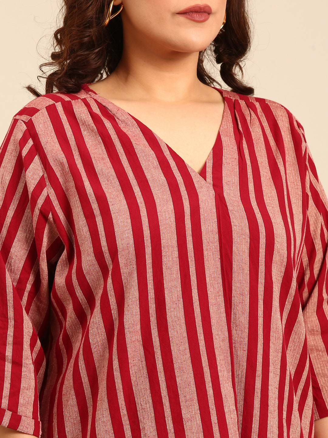 Cotton Striped Jacquard Top