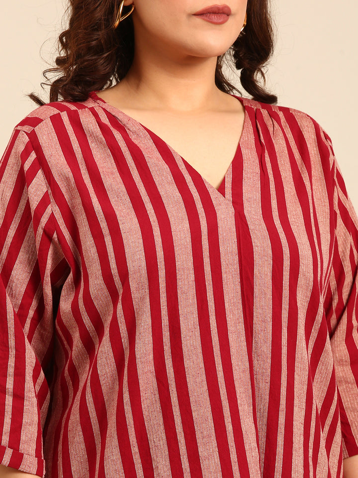 Cotton Striped Jacquard Top