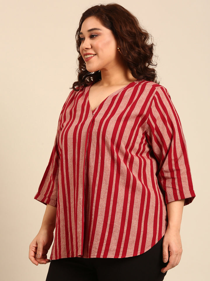 Cotton Striped Jacquard Top