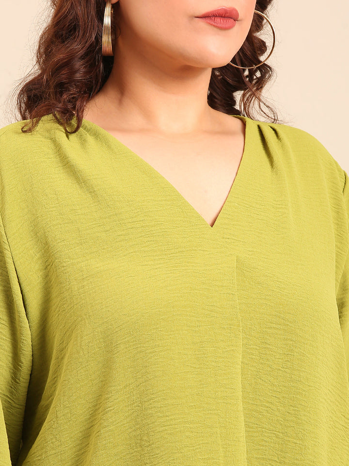 Green Front Pleat Top