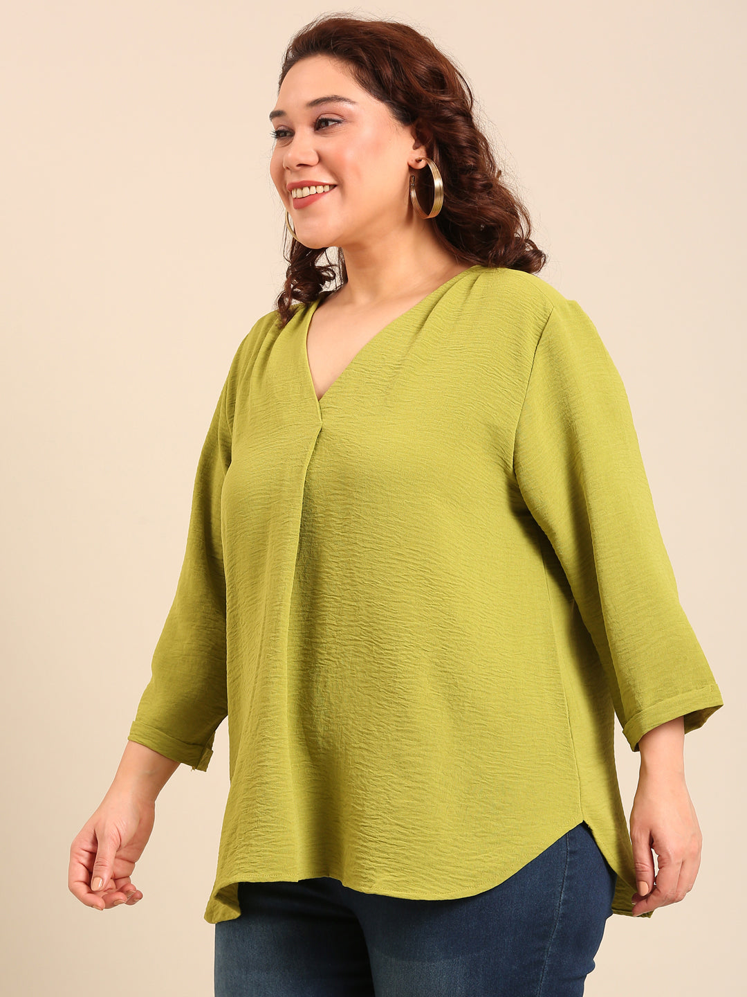Green Front Pleat Top