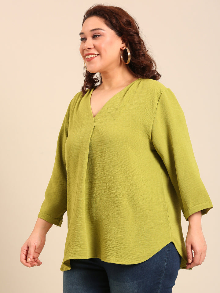Green Front Pleat Top