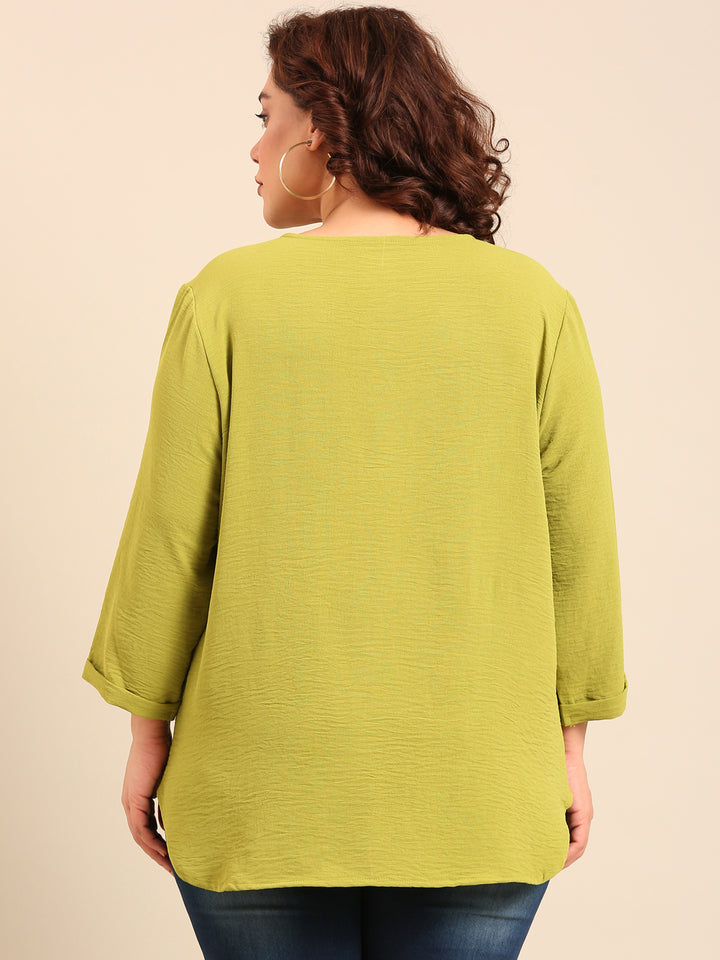 Green Front Pleat Top