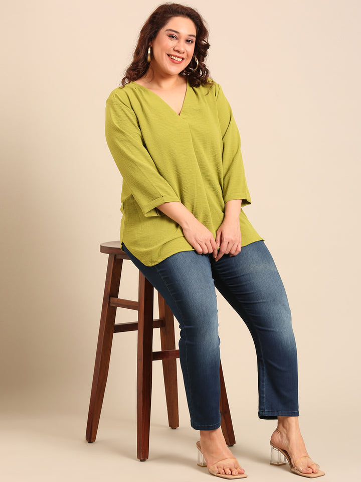 Green Front Pleat Top