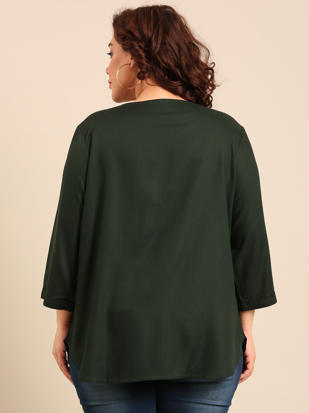Dark Green Front Pleat Top