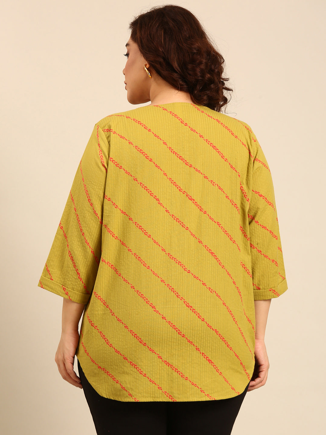 Green Cotton Front Pleat Top