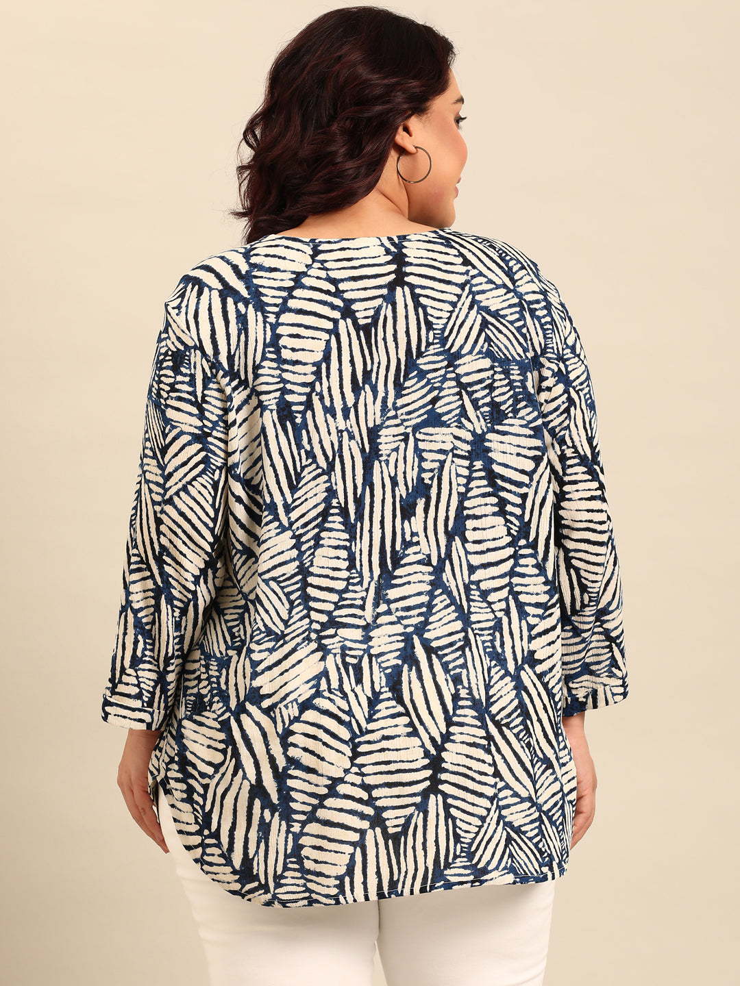 Navy Abstract Printed Top