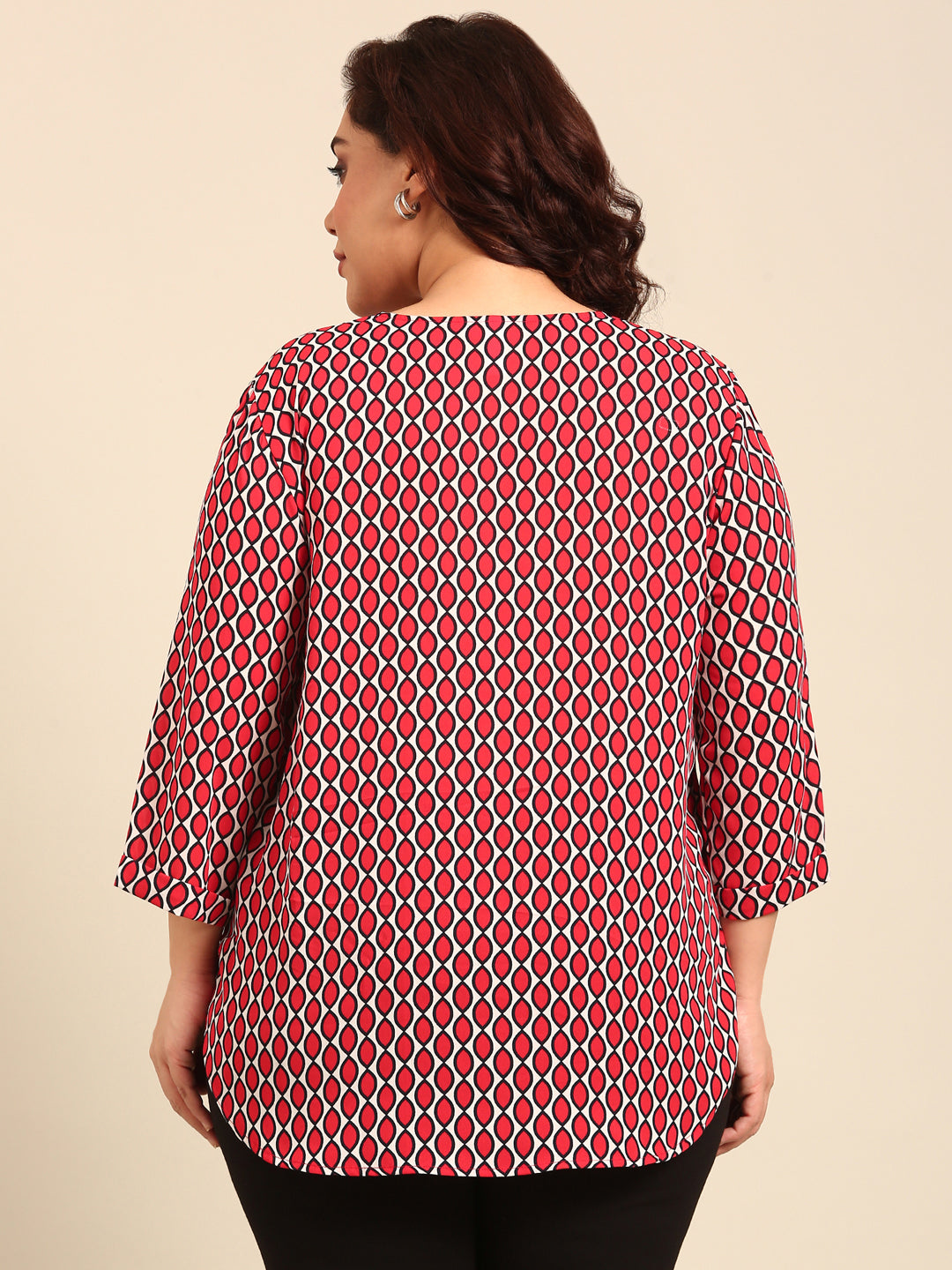 Red Geometric Print Top