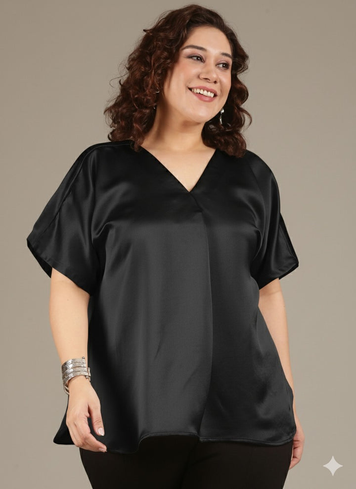 Classic Black Front-Pleat Top