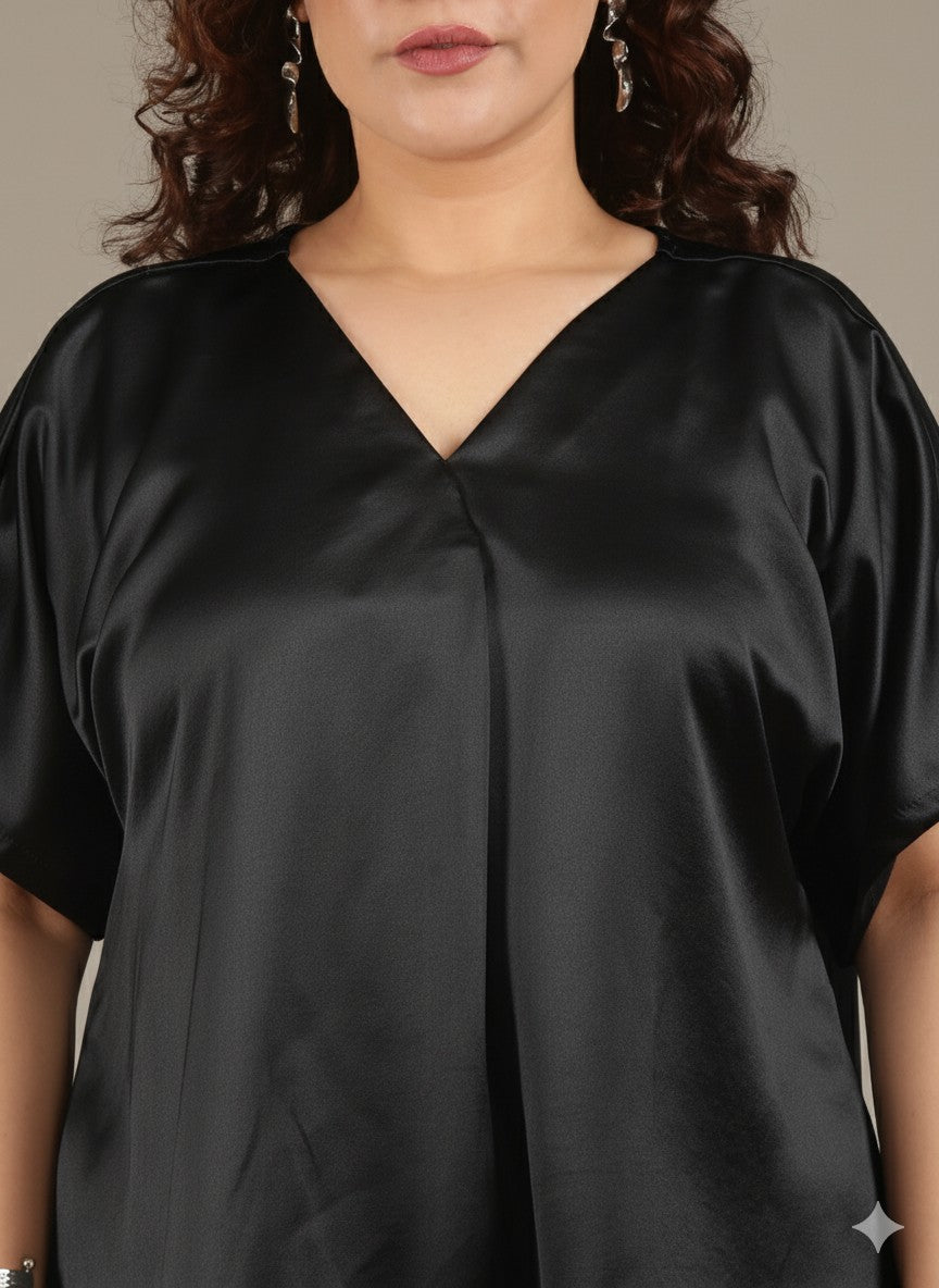 Classic Black Front-Pleat Top