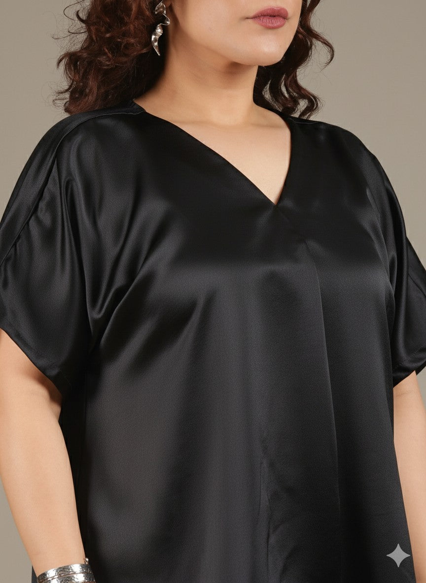 Classic Black Front-Pleat Top