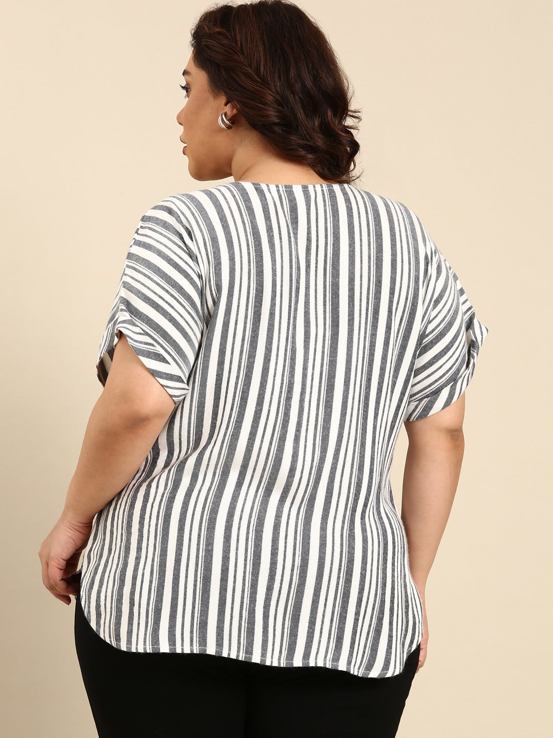 GREY STRIPE LUREX TOP