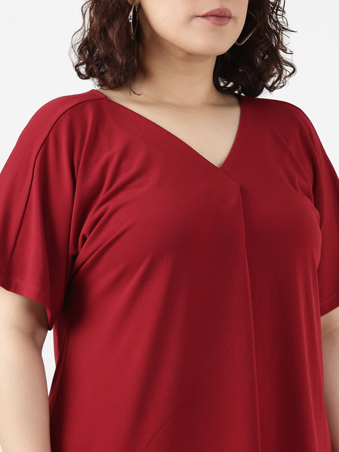 Maroon V-neck Top