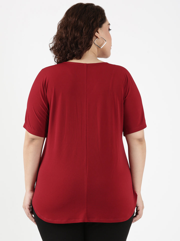Maroon V-neck Top