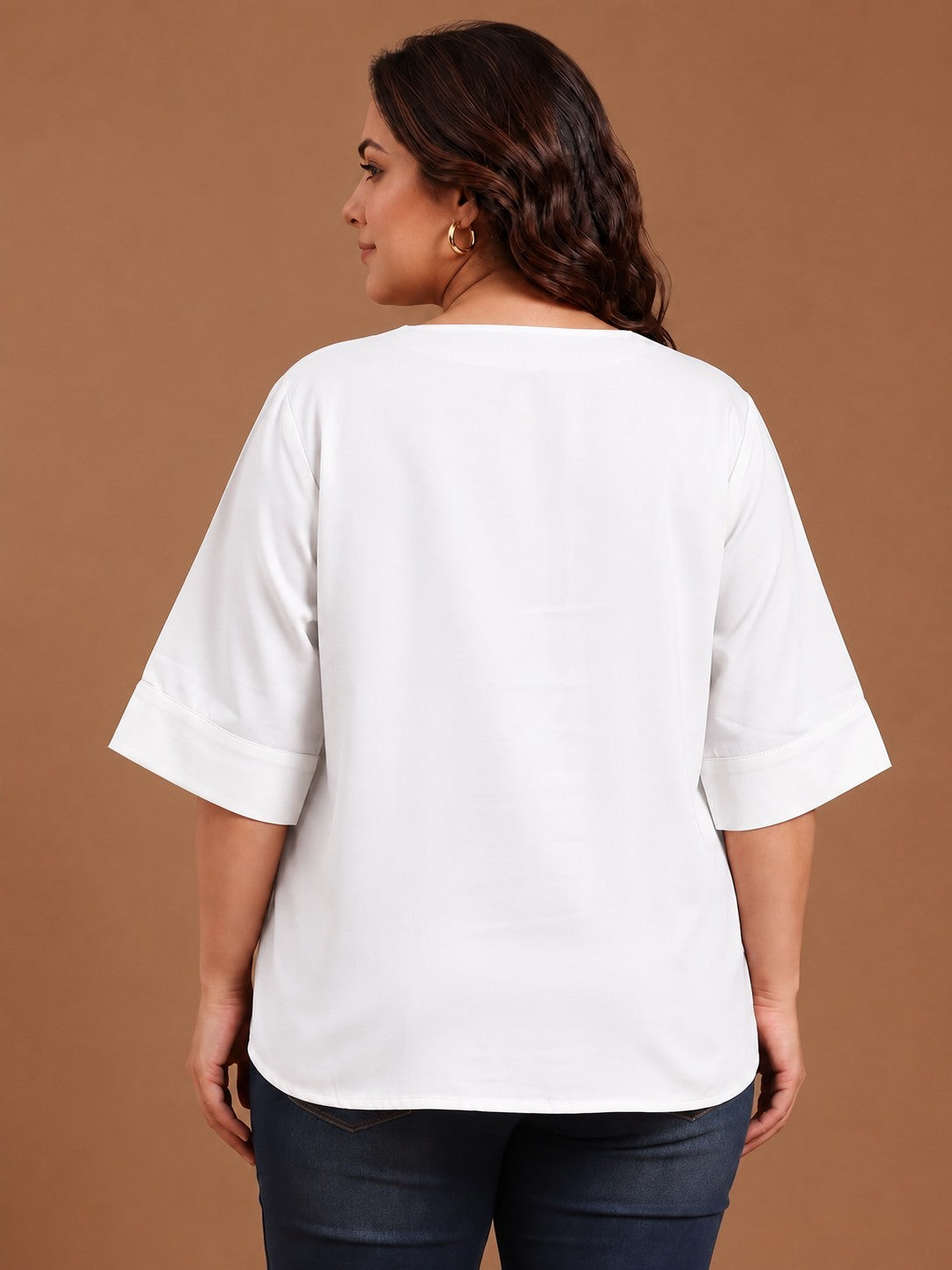 White V-Neck Drop Shoulder Top