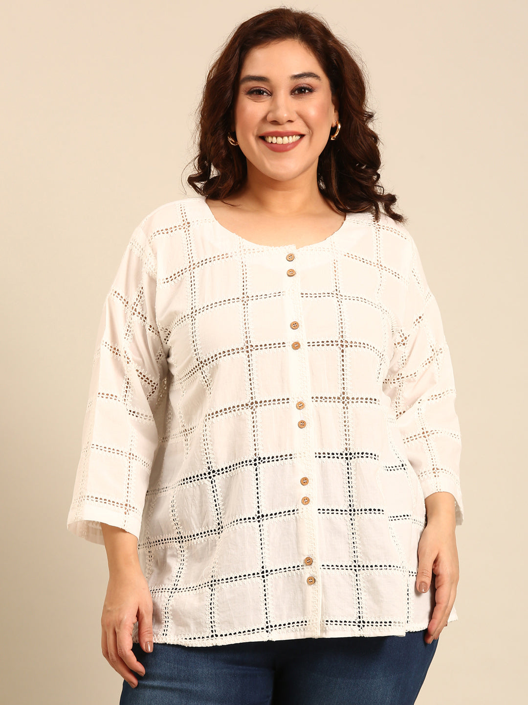 Pure Cotton Thread Embroidered Top