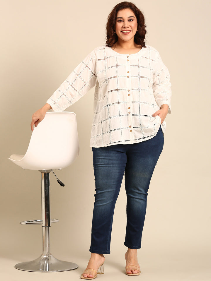 Pure Cotton Thread Embroidered Top