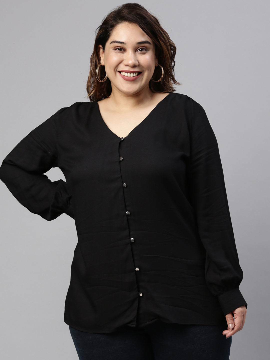 Black Button Top