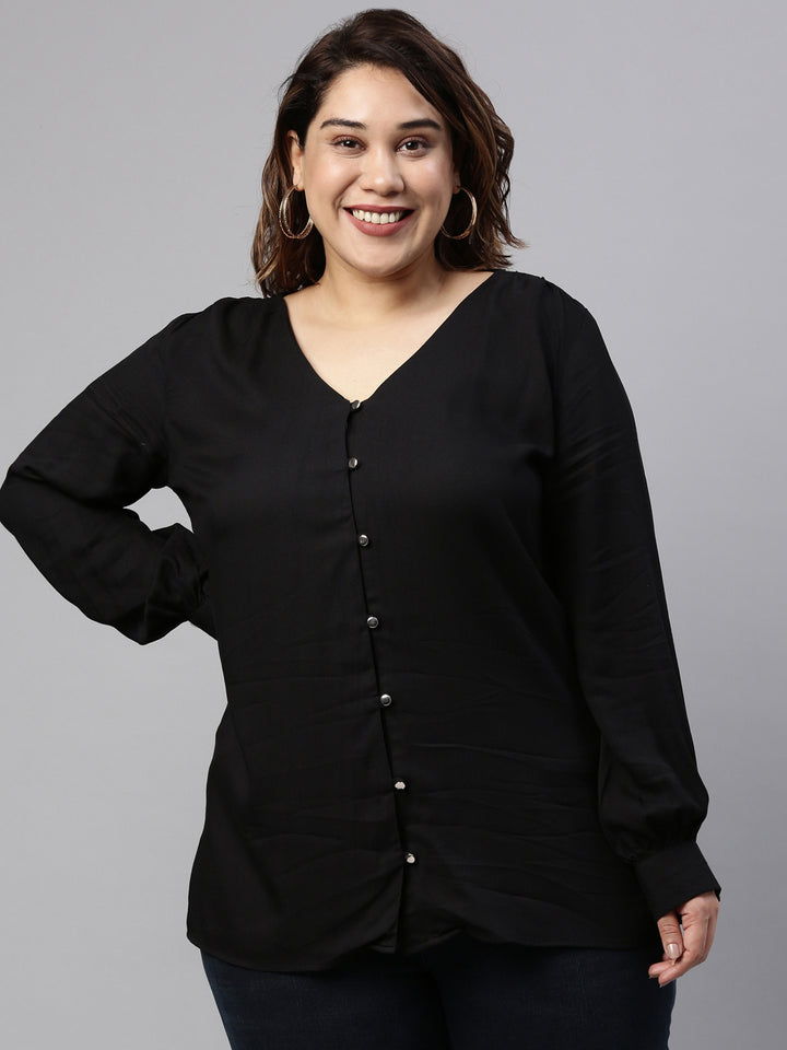 Black Button Top
