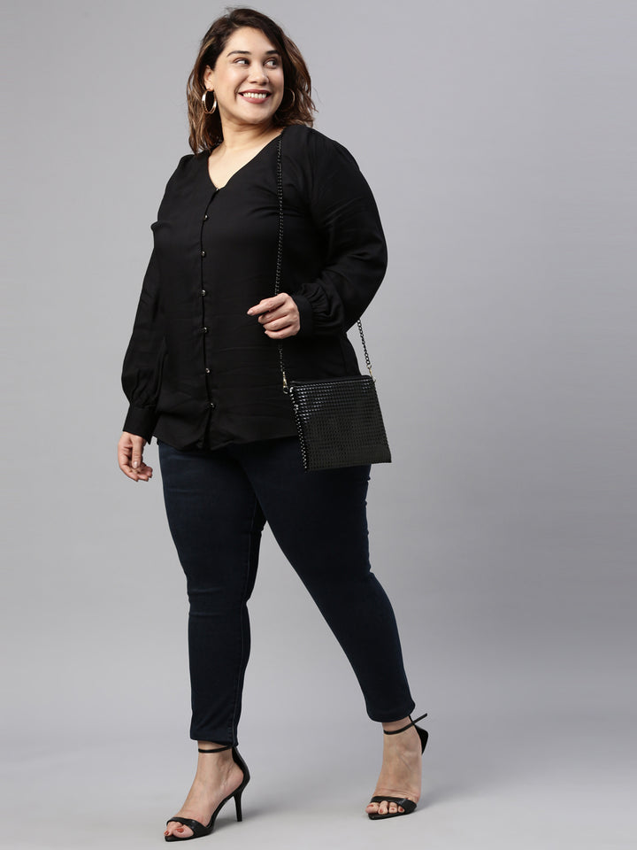Black Button Top