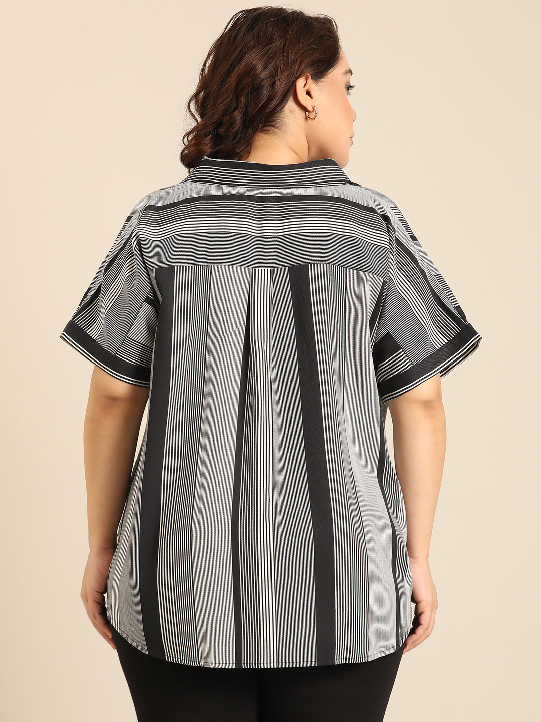 Multi-Stripe Collared Neck Top