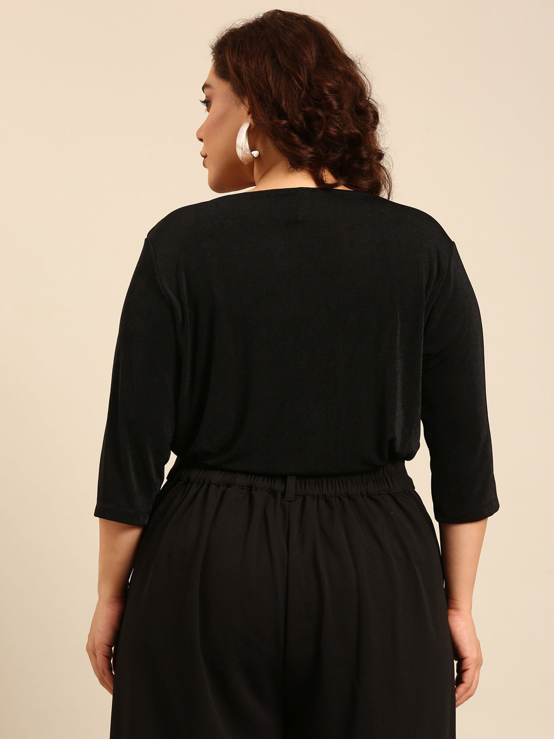 Black Viscose Cowl Neck Top