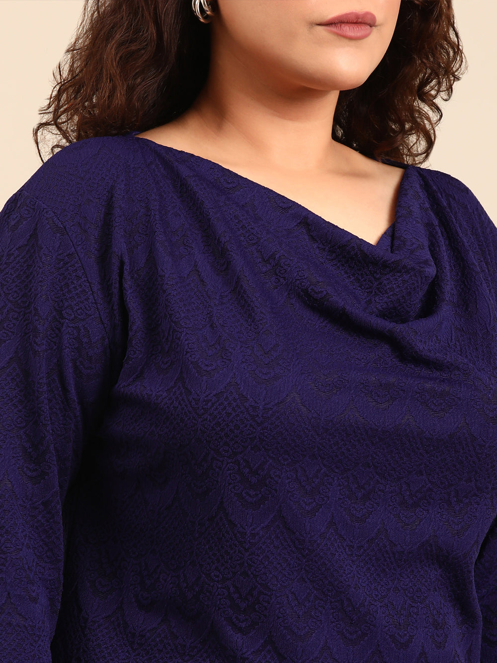 Embossed Cowl Neck Top