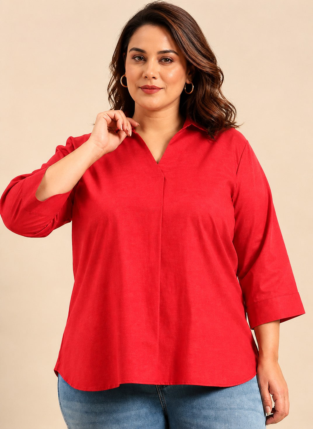 Red Collar Top