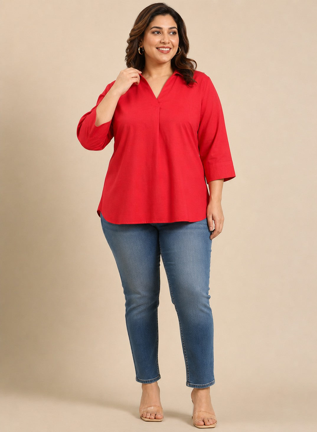 Red Collar Top