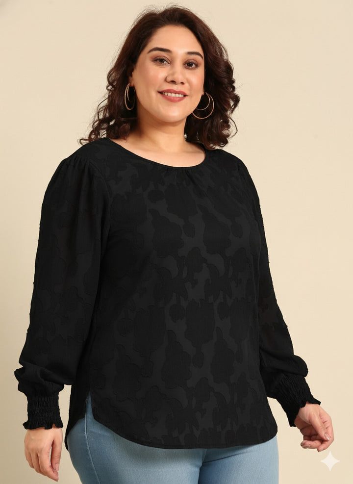 Black Jacquard Top
