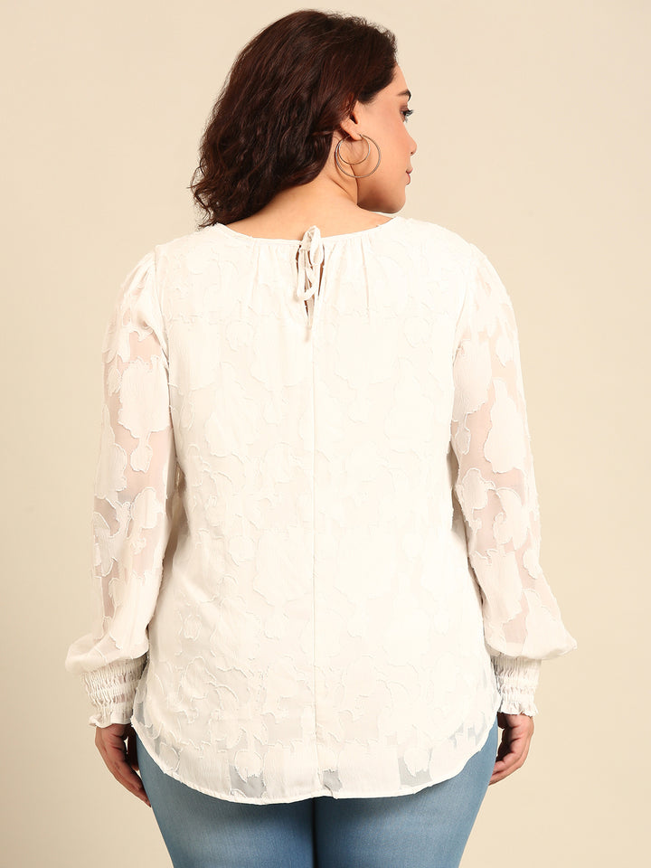 White Jacquard Top