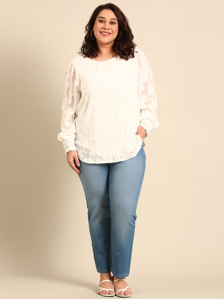 White Jacquard Top