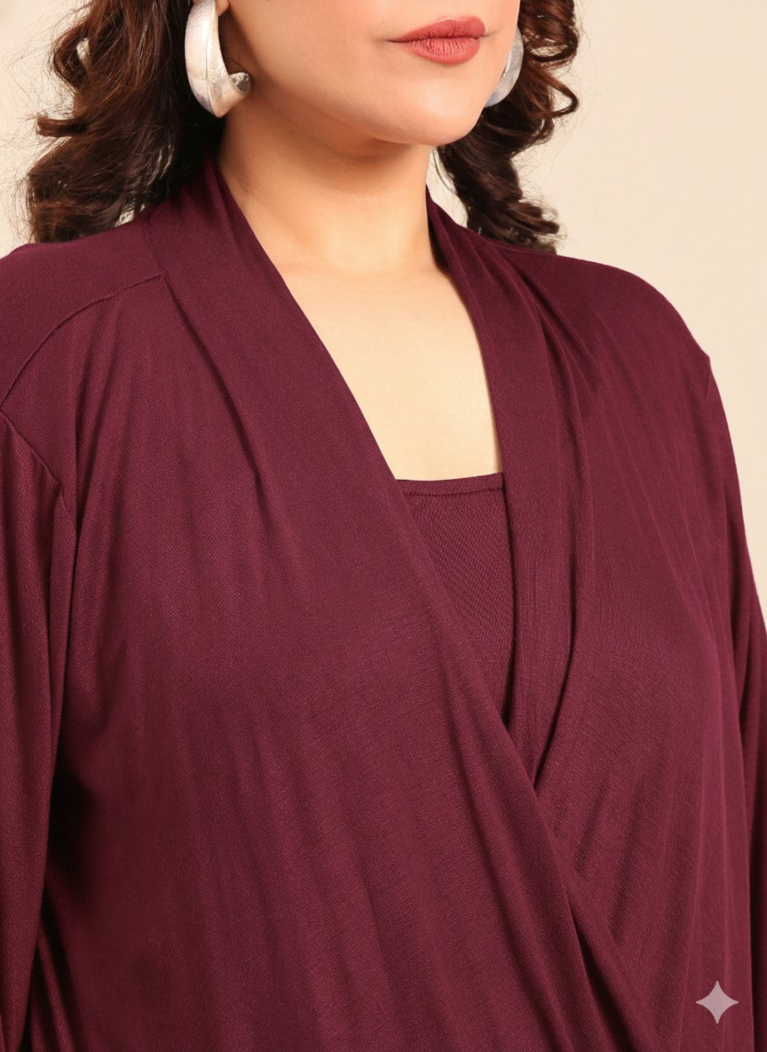 Burgundy Jersey Overlap Top