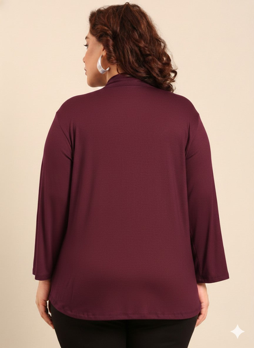 Burgundy Jersey Overlap Top