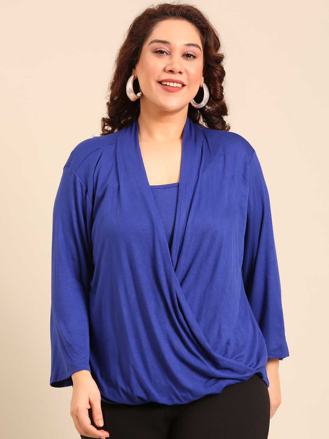 Cobalt Blue Jersey Overlap Top