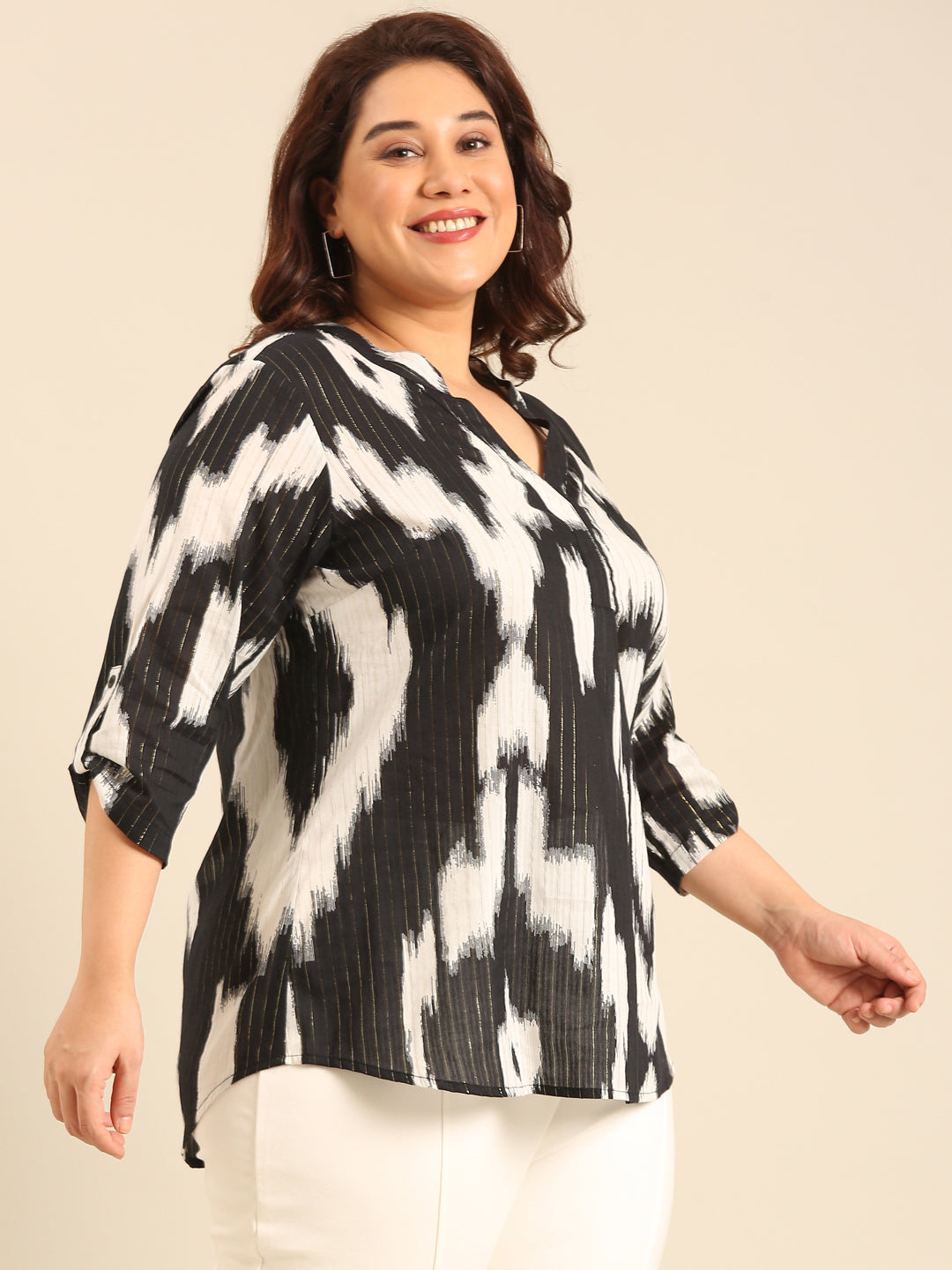 Ikkat Print Top with Lurex