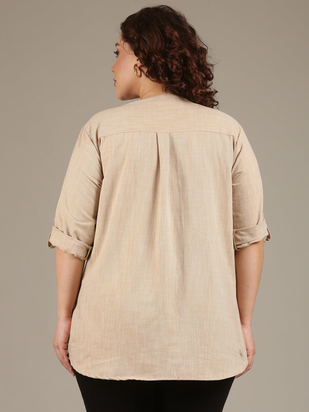 Beige V-Neck Top