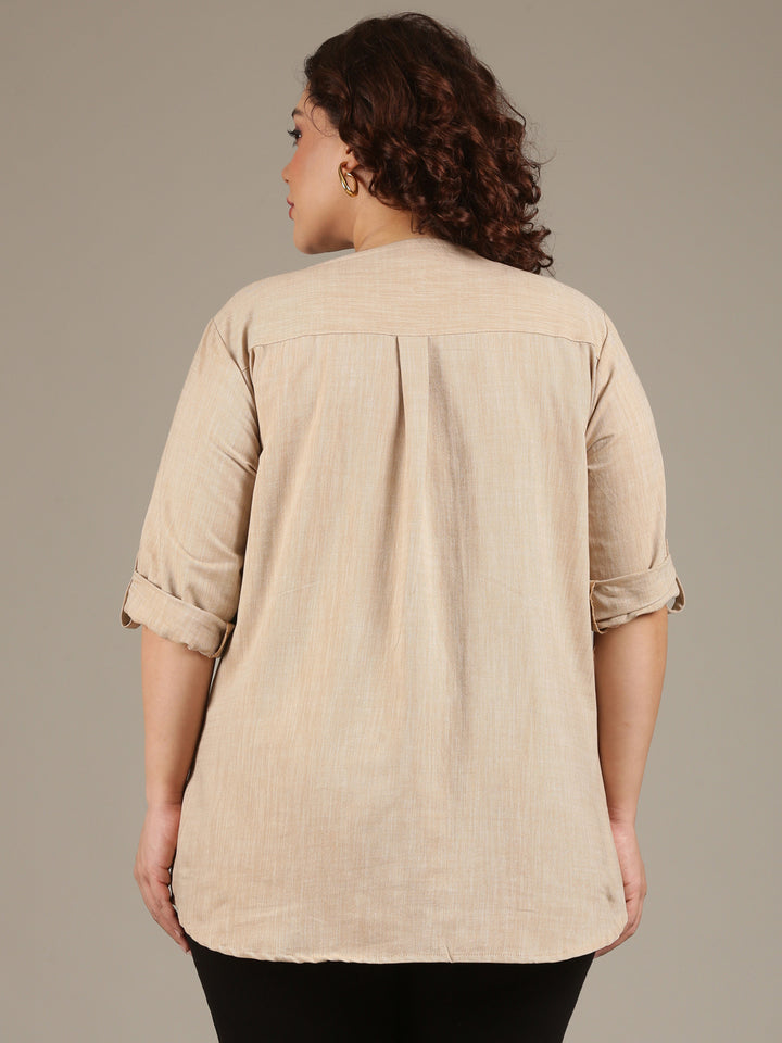 Beige V-Neck Top