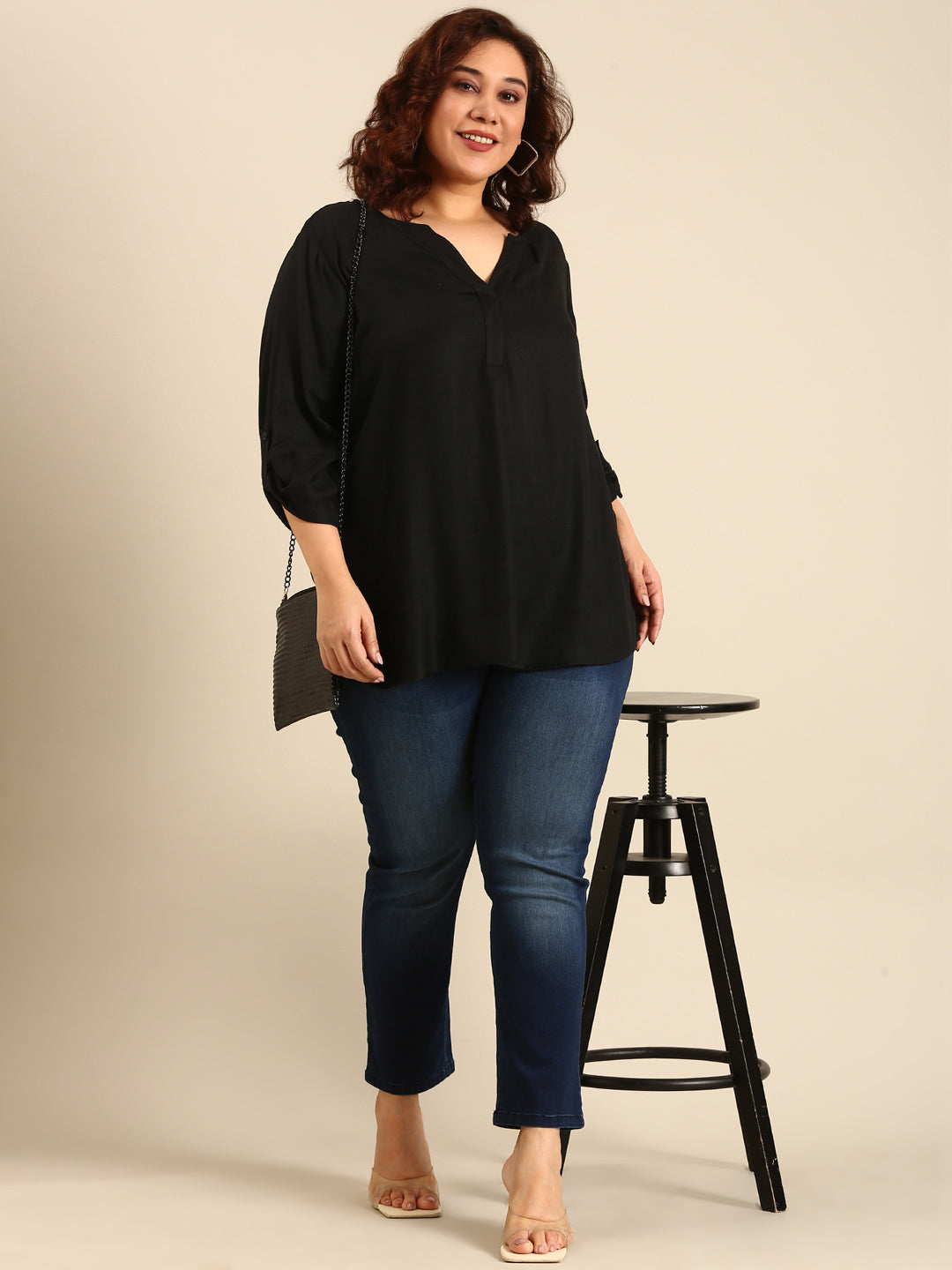 Solid Black V-Neck top