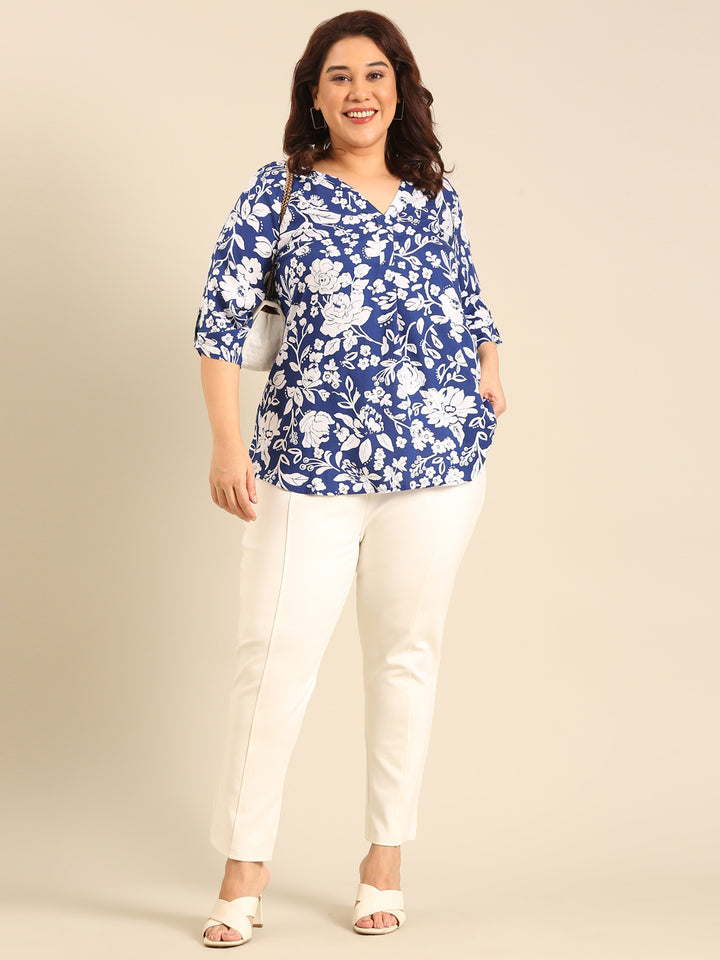 Plus Size Floral Print Top