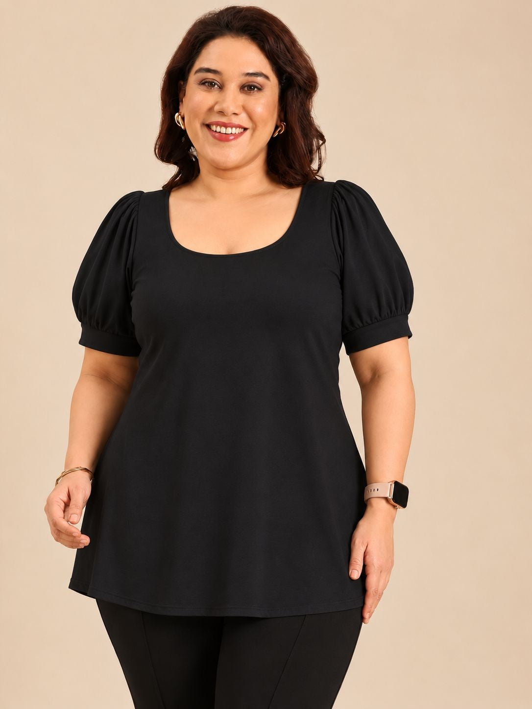 Black Puff Sleeve Top