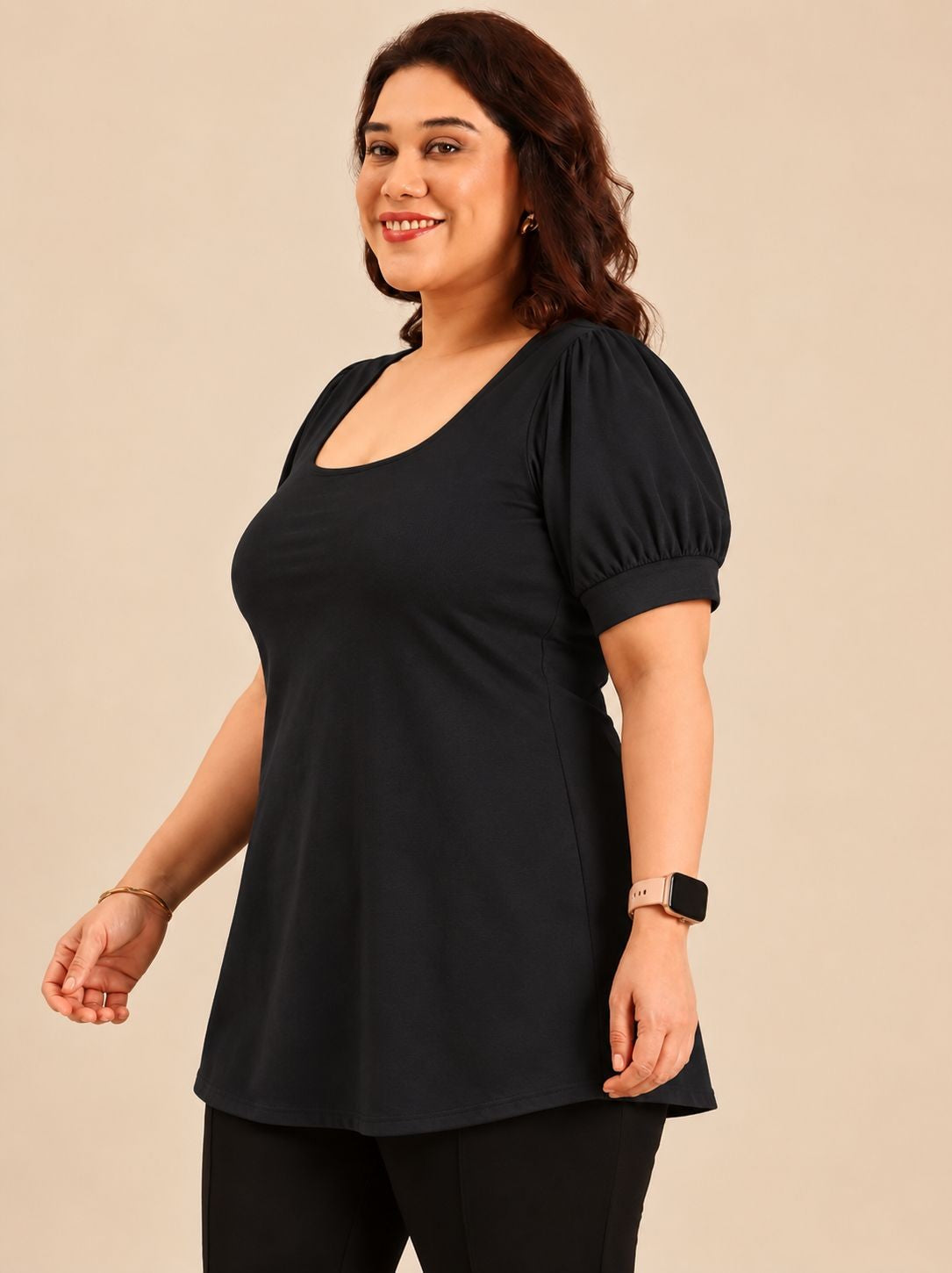 Black Puff Sleeve Top