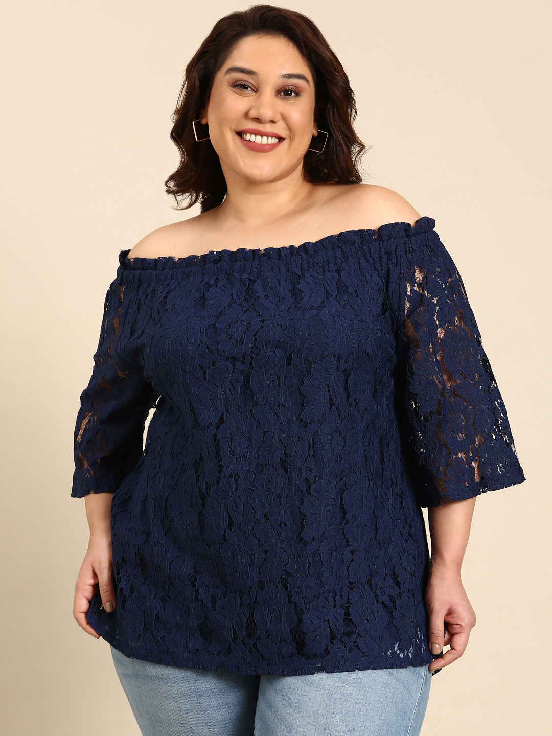NAVY OFF SHOULDER TOP